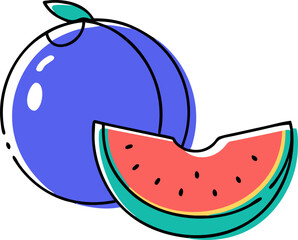 Obraz premium cantaloupe honey melon sliced, half and total, icon doodle offset fill