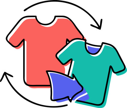 reusar ropa logo recycle, icon doodle offset fill
