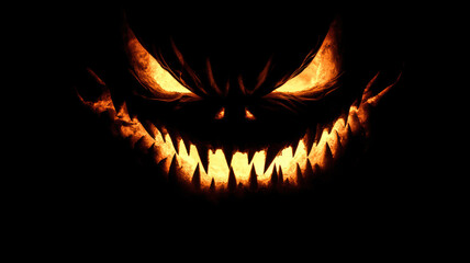 Fototapeta premium Evil Glowing Pumpkin Face