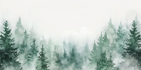 Obraz premium Simple and elegant abstract forest watercolor background. For card, invitation, web, social media, presentation, slide show, marketing, advertising, design, cover, flyer, powerpoint.