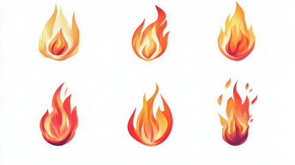 Fire icons against a plain white backdrop. These are digital images.