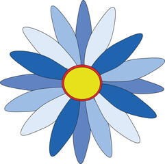 large blue flower illustrated, drawn