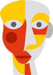 vibrant abstract painting featuring a stylized human face the artwork is characterized by bold,