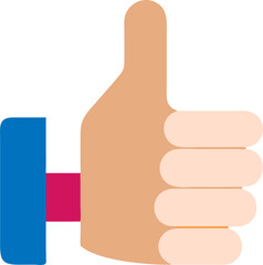 hand showing thumb, good gesture no background, icon colored shapes