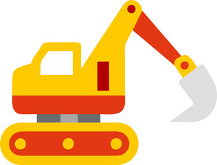 excavtor realistic, icon colored shapes
