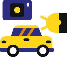 automobile and transportation photography, icon colored shapes