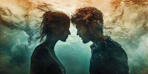 Couple standing back to back in marital conflict