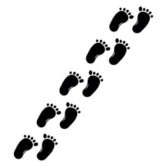 child's footprint, black silhouette, icon