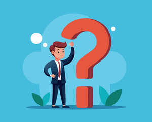 Ask questions for help or solution, confusion, doubt or query for answer and information, business discussion to solve problem concept, business people employee ask questions with question mark signs