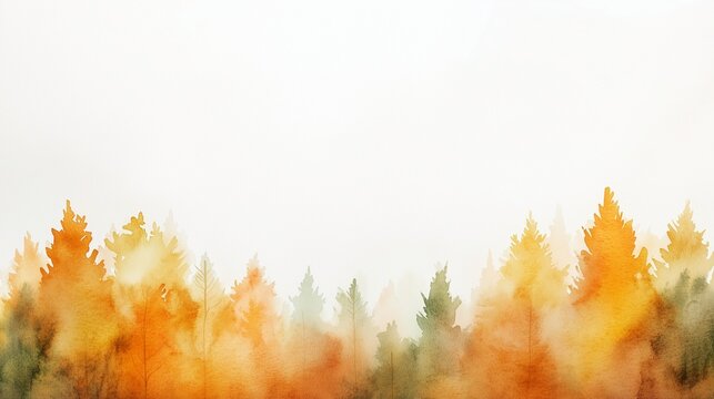 Simple and elegant abstract fall forest watercolor background. For card, invitation, web, social media, presentation, slide show, marketing, advertising, design, cover, flyer, poster, powerpoint.