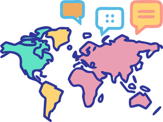 mapa del mundo con diferentes idiomas y culturas, icon