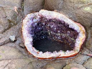 Natural amethyst at the Wanda mines, Argentina.