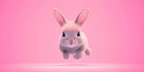 Obraz premium Adorable Bunny Hopping into a World of Copy Space