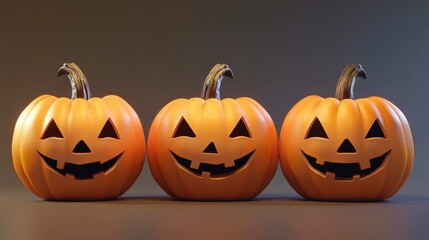 Halloween icon pumpkins, 3D rendering