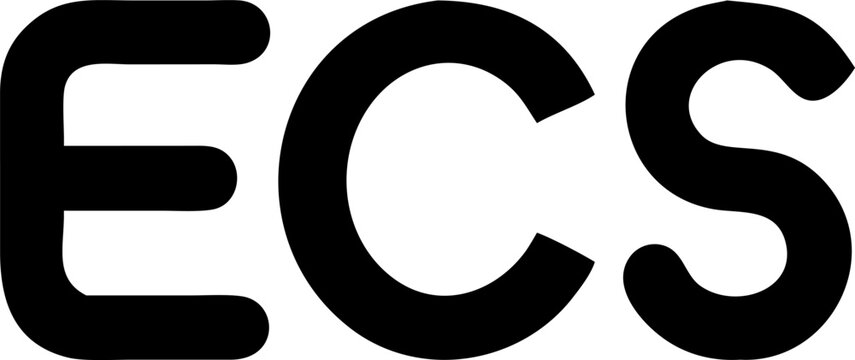 a picture with three letters - ecs , use official style, use black and white colors, icon