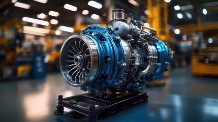 Fototapeta premium Turbofan Engine in Factory Setting