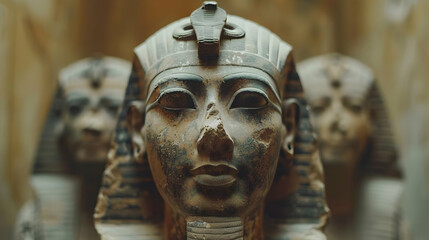Ancient Egyptian Statues with The Pharaoh's Face, Timeless and Majestic