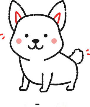please an illustration of a korean dog with folded ears simple cute by pen drowing style, icon