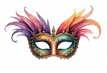 Fototapeta premium Mardi Gras mask isolated on white. illustration 