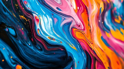 Abstract colorful paint swirls.