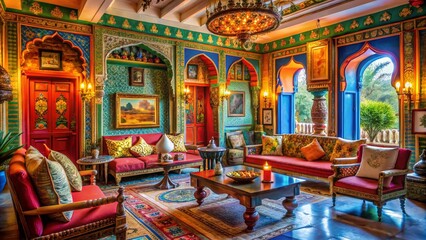 Fototapeta premium Vibrant Indian Decoration Elements Showcasing Rich Culture and Traditional Aesthetics in Interiors