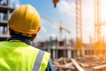 Construction worker observing the site.