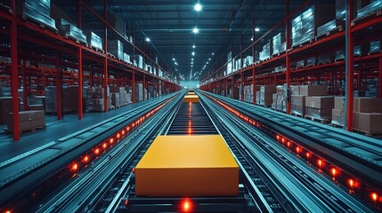 Automated packaging and sorting system in a large warehouse for parcel delivery