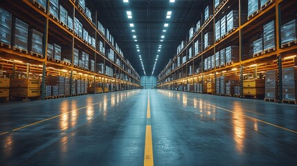 Fototapeta premium Freight forwarding company using advanced technology for logistics management in a warehouse