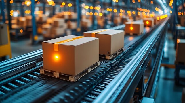 Parcel delivery and freight forwarding operations at a busy distribution center