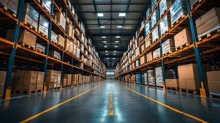 Fototapeta premium Distribution warehouse handling parcel deliveries and freight forwarding logistics