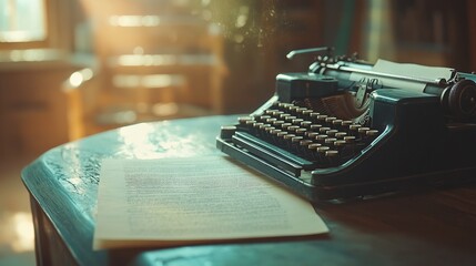 Vintage Typewriter with Retro Style and Cinematic Lighting. AI generated illustration
