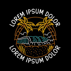 Naklejka premium colorful summer design, line art beach scene, summer design vector illustration