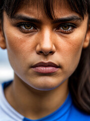 Fototapeta premium Raw emotion captured on athlete's face after win, embodying dedication, perseverance, and success.