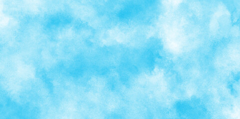 Abstract blue sky Water color background, watercolor texture and watercolor background.  Colorful beautiful sky colour light background with white clouds.