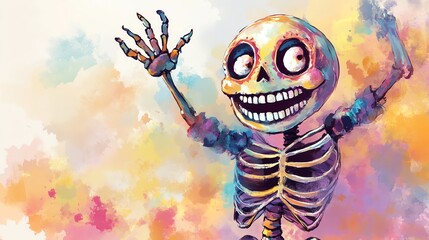 Colorful skeleton with cheerful expression