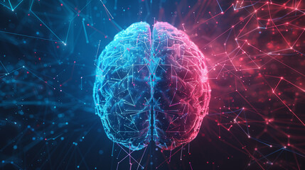 Digital Brain with Neural Connections. A digital representation of a human brain with neural connections, ideal for science and technology themes.