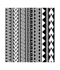 Set of Maori Polynesian tattoo bracelets border. Tribal sleeve seamless pattern vector. Samoan bracelet tattoo design for arm or foot.