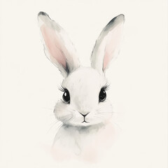 Obraz premium abstract art a visually captivating minimalist artwork that features realism about a Kawai rabbit