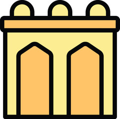 This vector illustration features a traditional arabic building with domes and arches, showcasing islamic architecture
