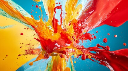 Explosive splash of vibrant colors representing adrenaline rush, dynamic movement, and intense energy, set against an abstract backdrop, conveying excitement and thrill