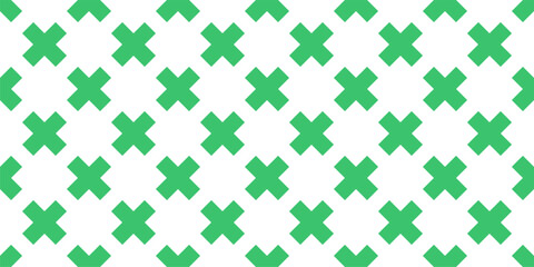 Fototapeta premium Seamless geometric pattern. Green multiplication sign on white background.