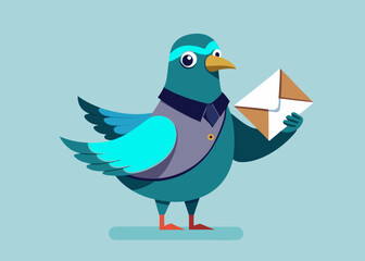 Illustration of cute bird with letter
