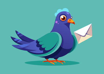 Illustration of cute bird with letter
