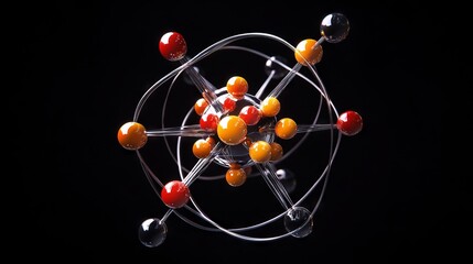 Futuristic Nuclear Atom with Proton Leaves and Vibrant Dots. AI generated illustration