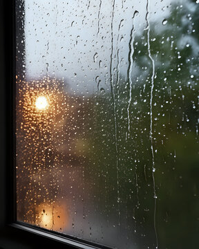il pleut devant la fen&ecirc;tre, il y a des gouttes de pluie sur la fen&ecirc;tre