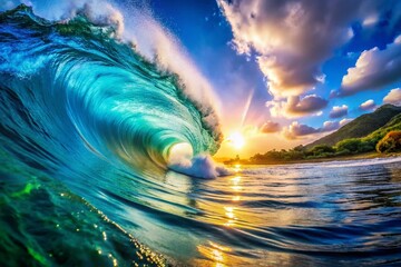 Vibrant Ocean Wave Clip Art for Creative Projects, Illustrations, and Graphic Design Applications