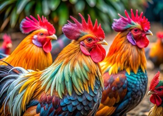 Vibrant Old English Bantam Chickens in Various Colors Showcasing Their Unique and Striking Feathers