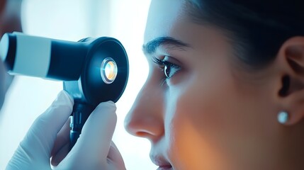Doctor Examining Patient's Ear with Otoscope for Hearing Health Assessment