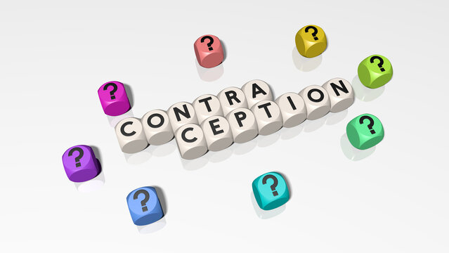 Buchstabenw&uuml;rfel bilden das Wort Contraception