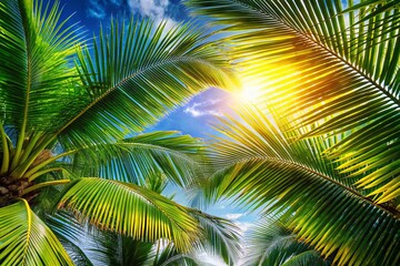 Vibrant Palm Tree Leaves Clipart for Tropical Designs, Summer Themes, and Beach-Inspired Projects